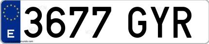 Ejemplo de matrícula española 3677 GYR