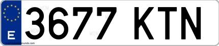 Ejemplo de matrícula española 3677 KTN