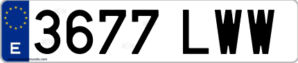 Ejemplo de matrícula de coche ordinaria 3677 LWW
