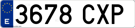 Ejemplo de matrícula de coche ordinaria 3678 CXP