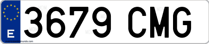 Ejemplo de matrícula de coche ordinaria 3679 CMG