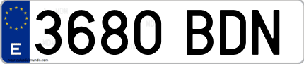 Ejemplo de matrícula de coche ordinaria 3680 BDN