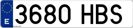 Ejemplo de matrícula española 3680 HBS