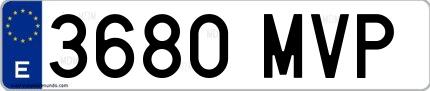 Ejemplo de matrícula española 3680 MVP