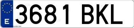 Ejemplo de matrícula española 3681 BKL