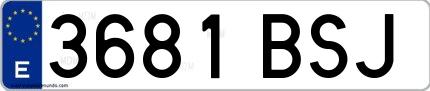 Ejemplo de matrícula española 3681 BSJ