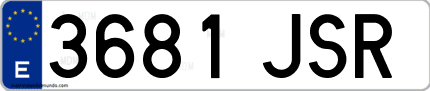 Ejemplo de matrícula de coche ordinaria 3681 JSR