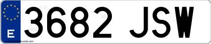 Ejemplo de matrícula española 3682 JSW