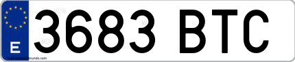 Ejemplo de matrícula española 3683 BTC