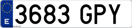 Ejemplo de matrícula española 3683 GPY