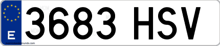 Ejemplo de matrícula de coche ordinaria 3683 HSV