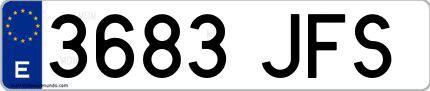 Ejemplo de matrícula española 3683 JFS
