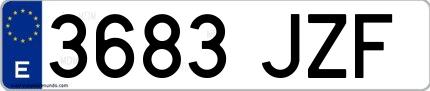 Ejemplo de matrícula española 3683 JZF