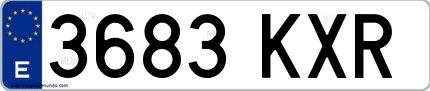 Ejemplo de matrícula española 3683 KXR