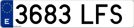 Ejemplo de matrícula de coche ordinaria 3683 LFS