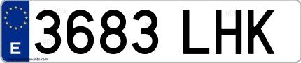 Ejemplo de matrícula española 3683 LHK