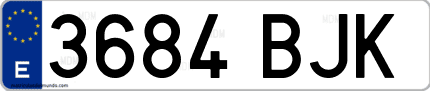 Ejemplo de matrícula de coche ordinaria 3684 BJK
