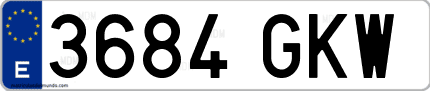 Ejemplo de matrícula de coche ordinaria 3684 GKW
