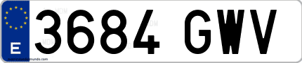 Ejemplo de matrícula de coche ordinaria 3684 GWV