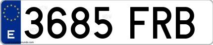 Ejemplo de matrícula española 3685 FRB