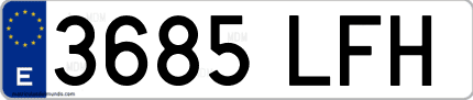 Ejemplo de matrícula de coche ordinaria 3685 LFH