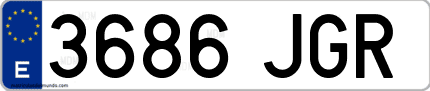 Ejemplo de matrícula de coche ordinaria 3686 JGR