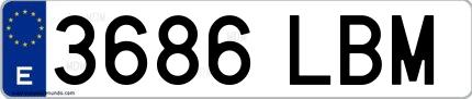 Ejemplo de matrícula española 3686 LBM