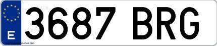 Ejemplo de matrícula española 3687 BRG