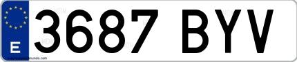 Ejemplo de matrícula española 3687 BYV