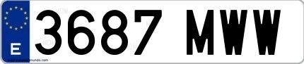 Ejemplo de matrícula española 3687 MWW