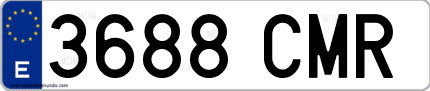Ejemplo de matrícula de coche ordinaria 3688 CMR