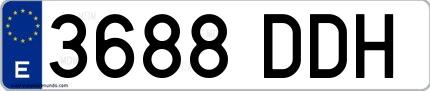 Ejemplo de matrícula española 3688 DDH