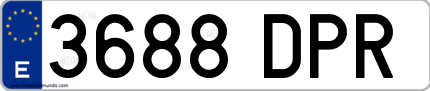 Ejemplo de matrícula de coche ordinaria 3688 DPR