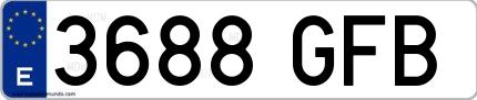 Ejemplo de matrícula española 3688 GFB