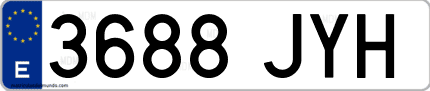 Ejemplo de matrícula de coche ordinaria 3688 JYH