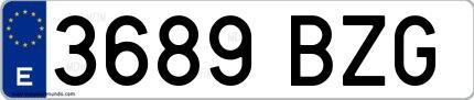 Ejemplo de matrícula española 3689 BZG