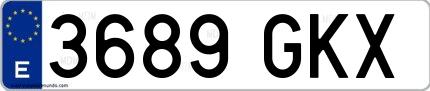 Ejemplo de matrícula española 3689 GKX