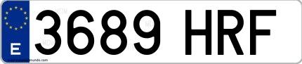 Ejemplo de matrícula española 3689 HRF