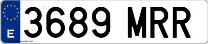 Ejemplo de matrícula española 3689 MRR