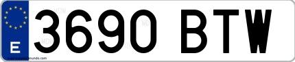 Ejemplo de matrícula española 3690 BTW
