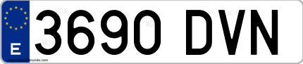 Ejemplo de matrícula de coche ordinaria 3690 DVN