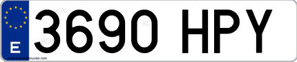 Ejemplo de matrícula de coche ordinaria 3690 HPY