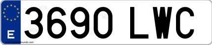 Ejemplo de matrícula española 3690 LWC