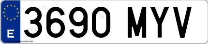 Ejemplo de matrícula de coche ordinaria 3690 MYV