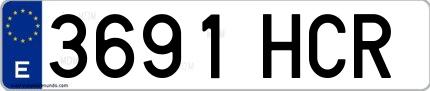 Ejemplo de matrícula española 3691 HCR