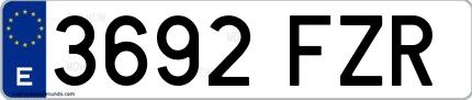 Ejemplo de matrícula española 3692 FZR