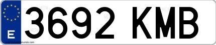 Ejemplo de matrícula española 3692 KMB