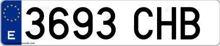 Ejemplo de matrícula española 3693 CHB