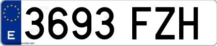 Ejemplo de matrícula española 3693 FZH