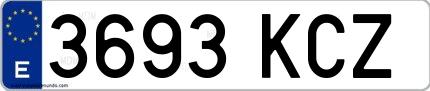 Ejemplo de matrícula de coche ordinaria 3693 KCZ